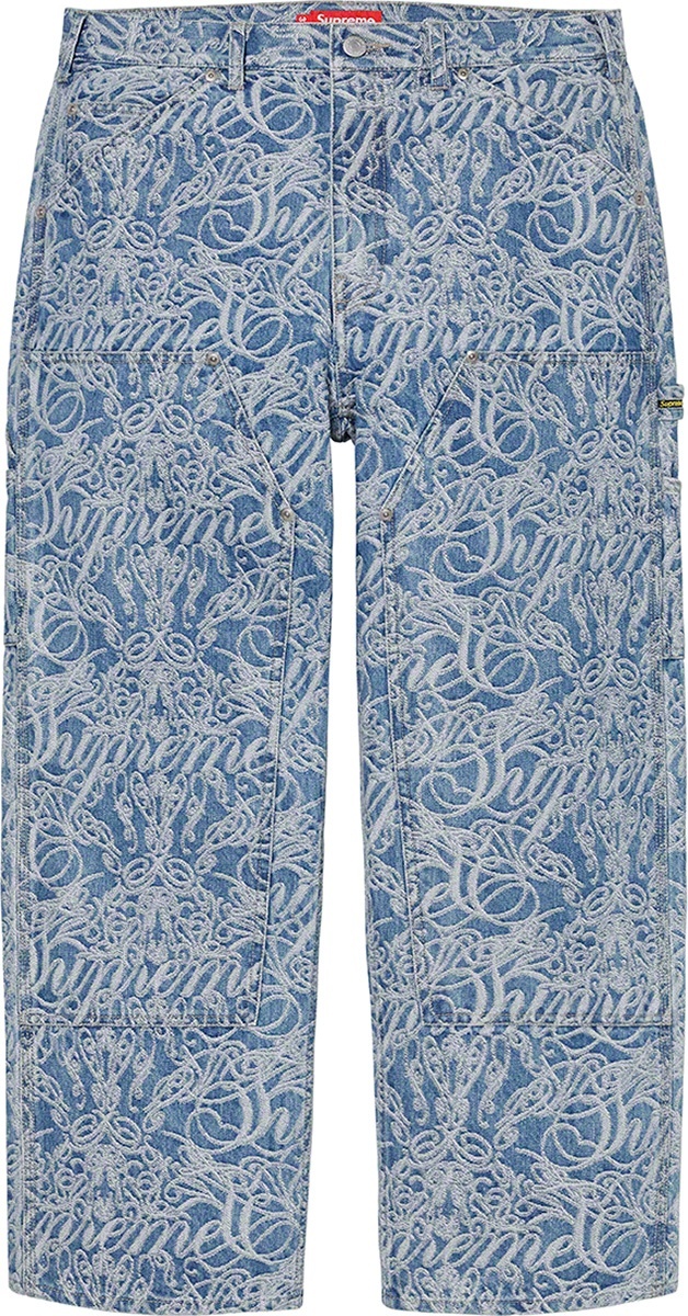 Script Jacquard Double Knee Denim Painter Pant view 7